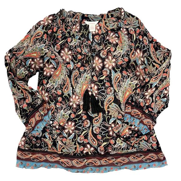 Sundance Natasha Multicolor Floral Paisley Silk Boho Tunic Blouse Womens Small - Picture 1 of 11